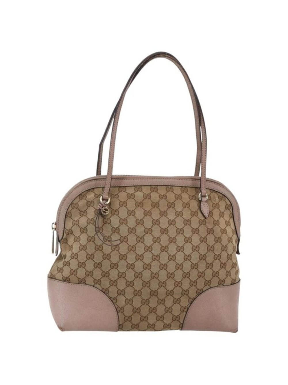 Authentic GUCCI GG Canvas Shoulder Bag Beige Gold 323673